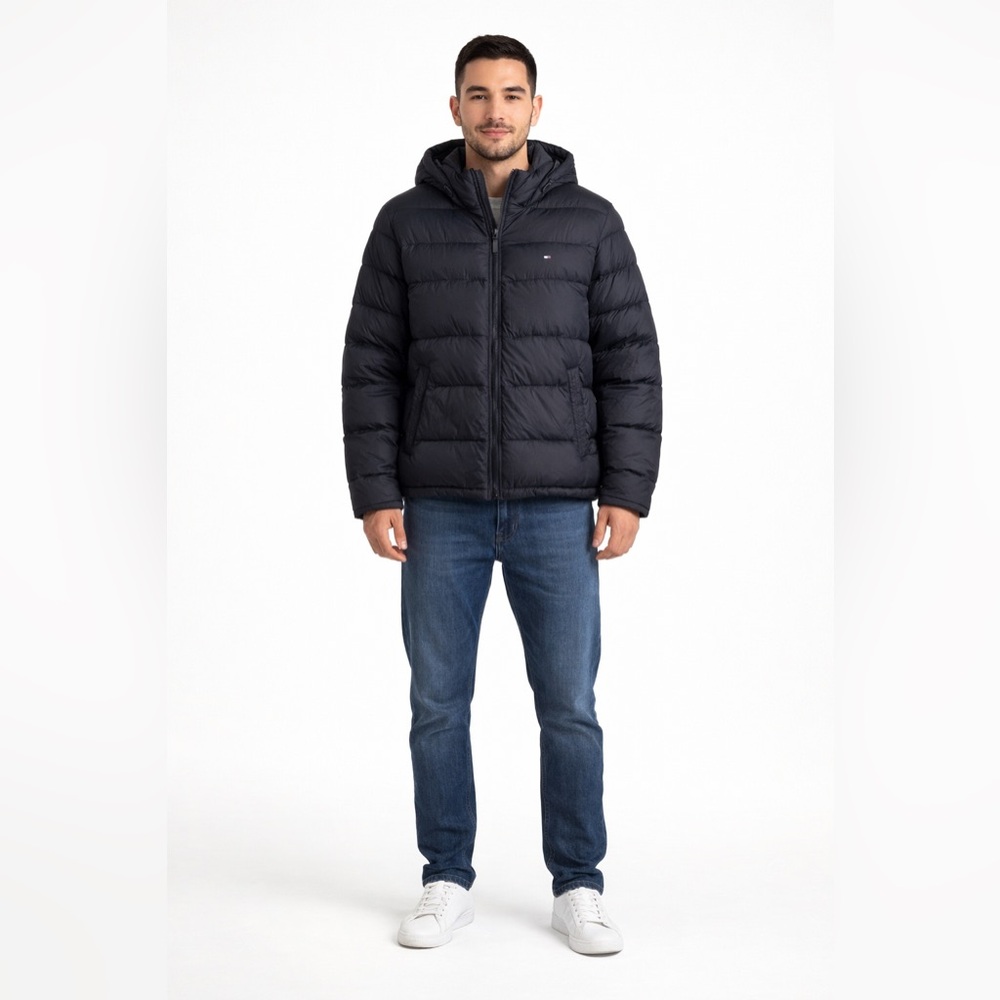 Tommy Hilfiger Men’s Quilted Puffer Jacket XL Hooded Winter Coat NWT Heavyweight